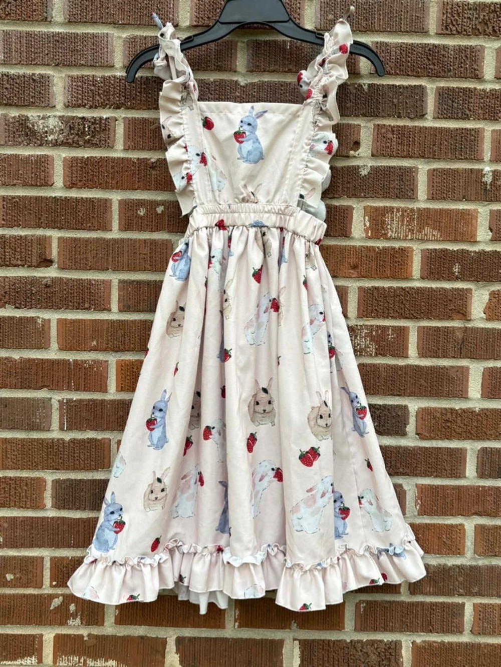 Pale Pink Bunny & Strawberry Ruffled Lolita Sundress  Women's XS